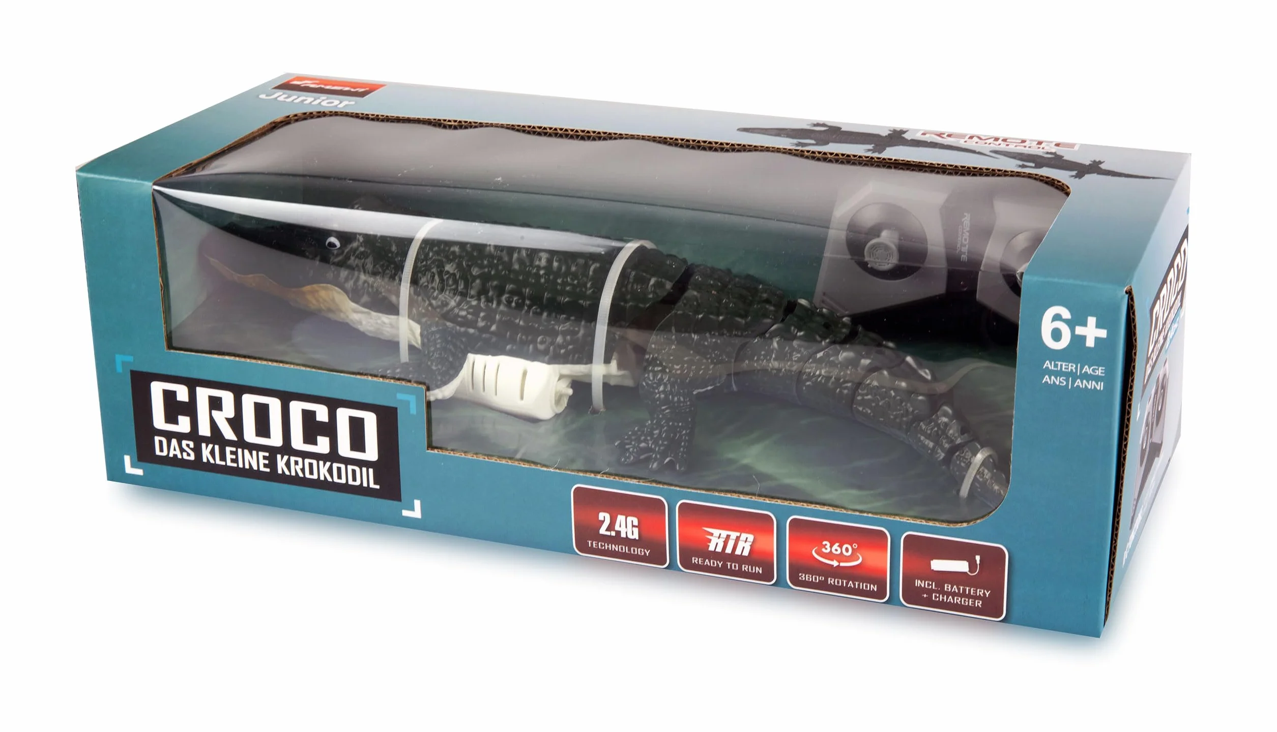 Amewi Croco il piccolo coccodrillo 370 mm 4 canali RC telecomandato RTR, verde