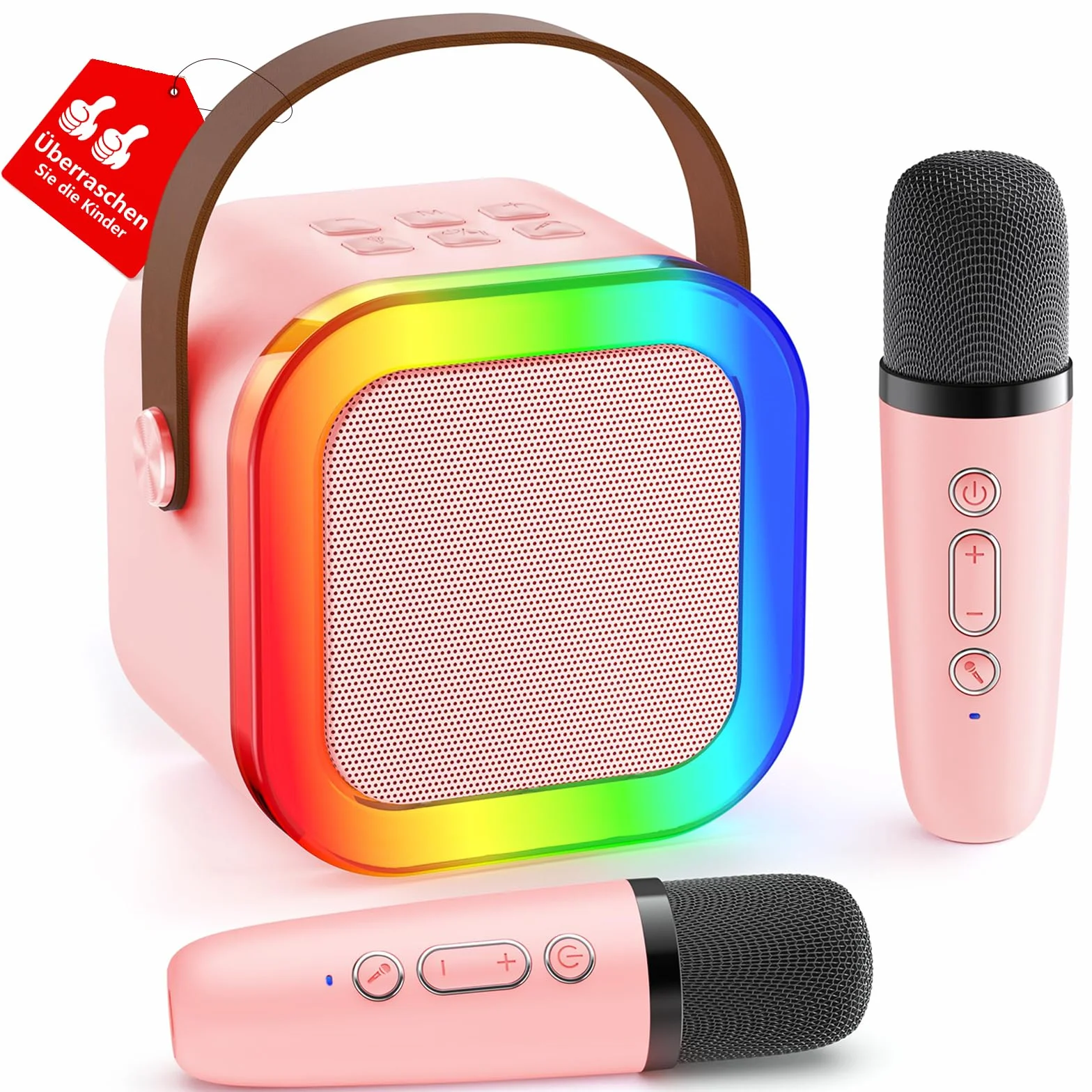 Ankuka Microfono Karaoke Bluetooth Bambini con Effetti Cambia Voce, Regalo Compleanno Natale Rosa