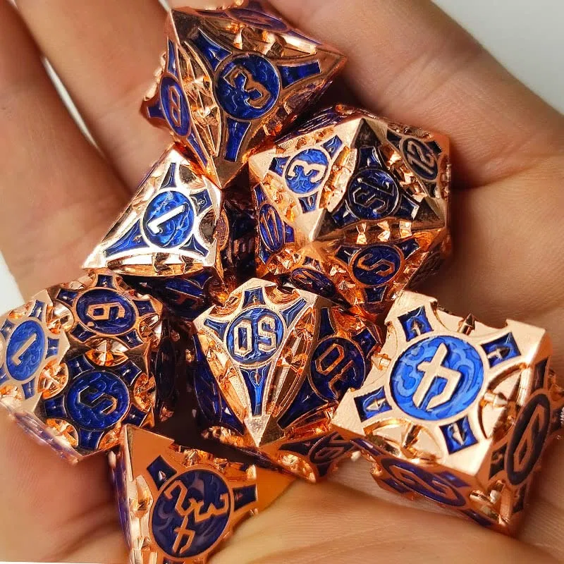 Schleuder D&D - Set di dadi in metallo, 7 pezzi, bronzo 4, Dungeons and Dragons