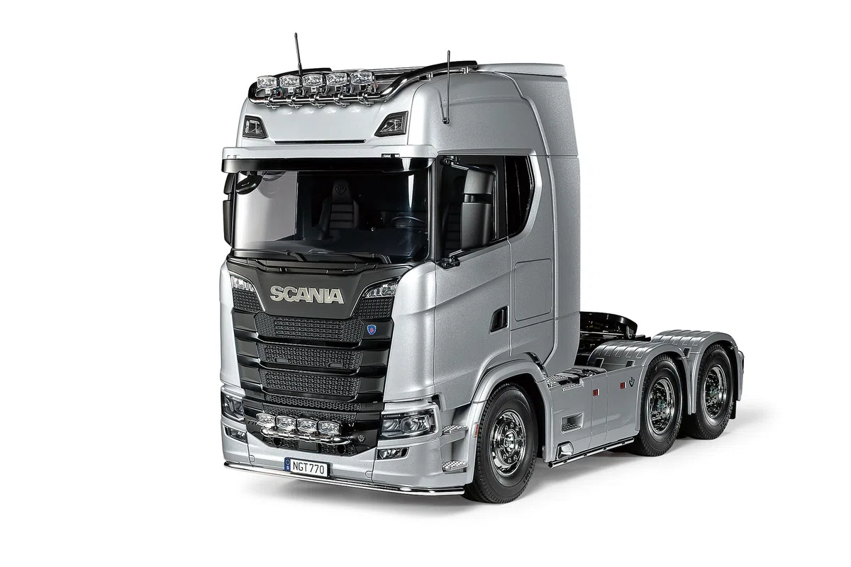 Tamiya 56373 1:14 RC Scania 770 S 6x4 argento preverniciato – Kit da assemblare, camion RC, controllo remoto, camion, giocattoli da costruzione, modellismo