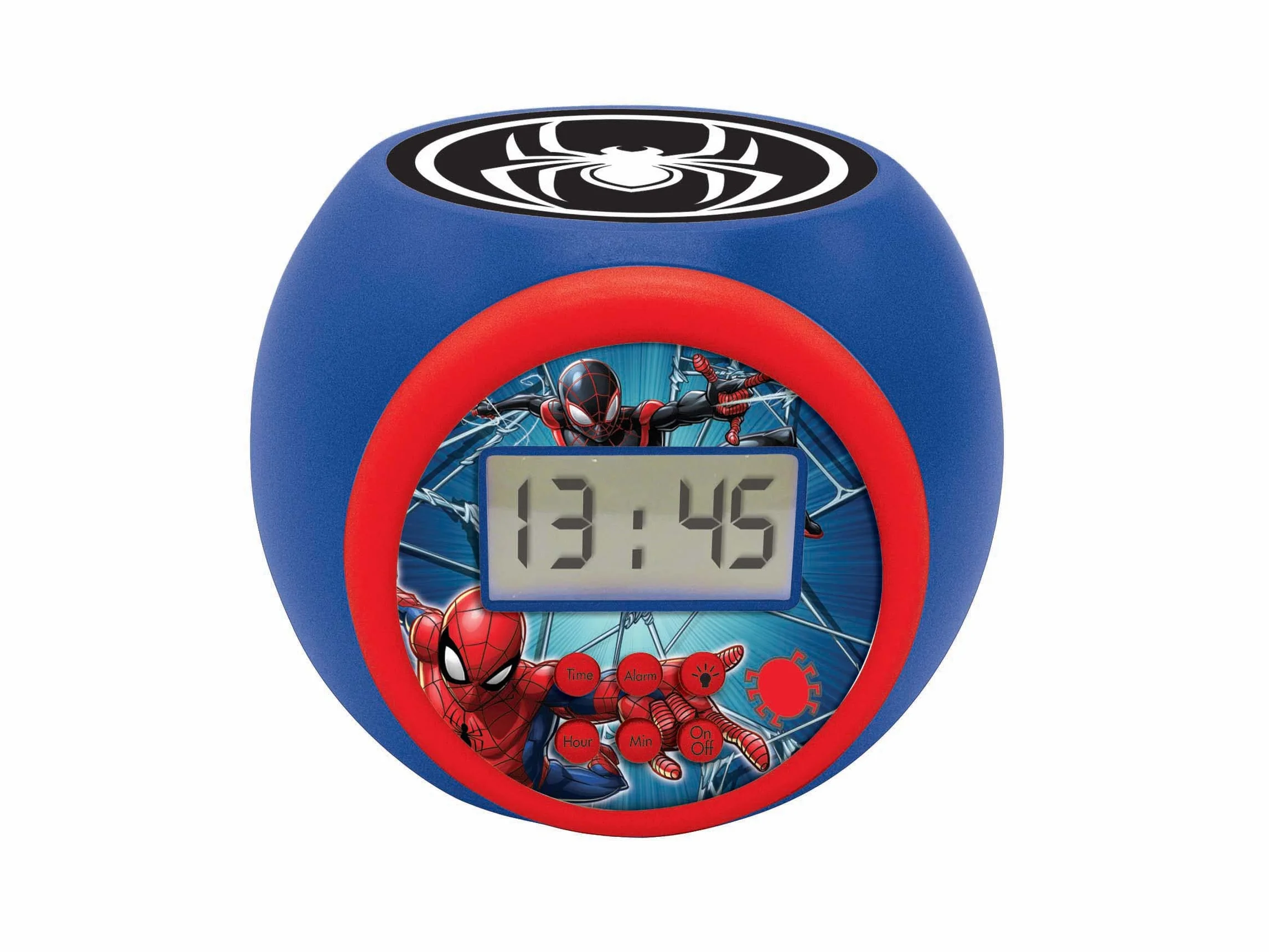 Lexibook, Spider-Man, Sveglia a proiettore con funzione snooze e sveglia, luce notturna con timer, schermo LCD, funzionamento a batteria, blu/rosso, RL977SP