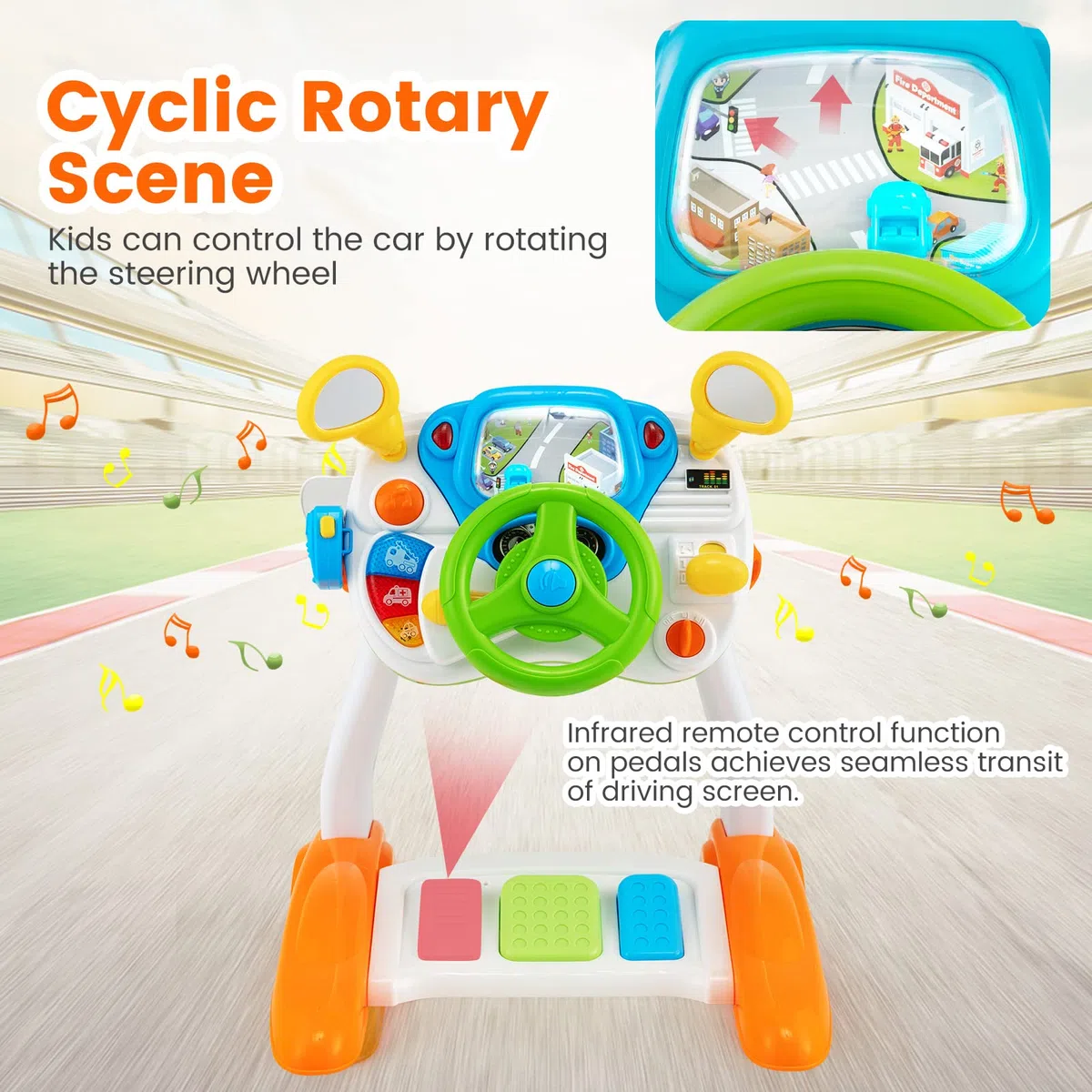 RELAX4LIFE Volante Giocattolo per Bambini, Simulatore di Guida Auto, Effetti di Luce e Suono, Gioco Educativo, Montessori, Regalo per Bambini 3+ Anni