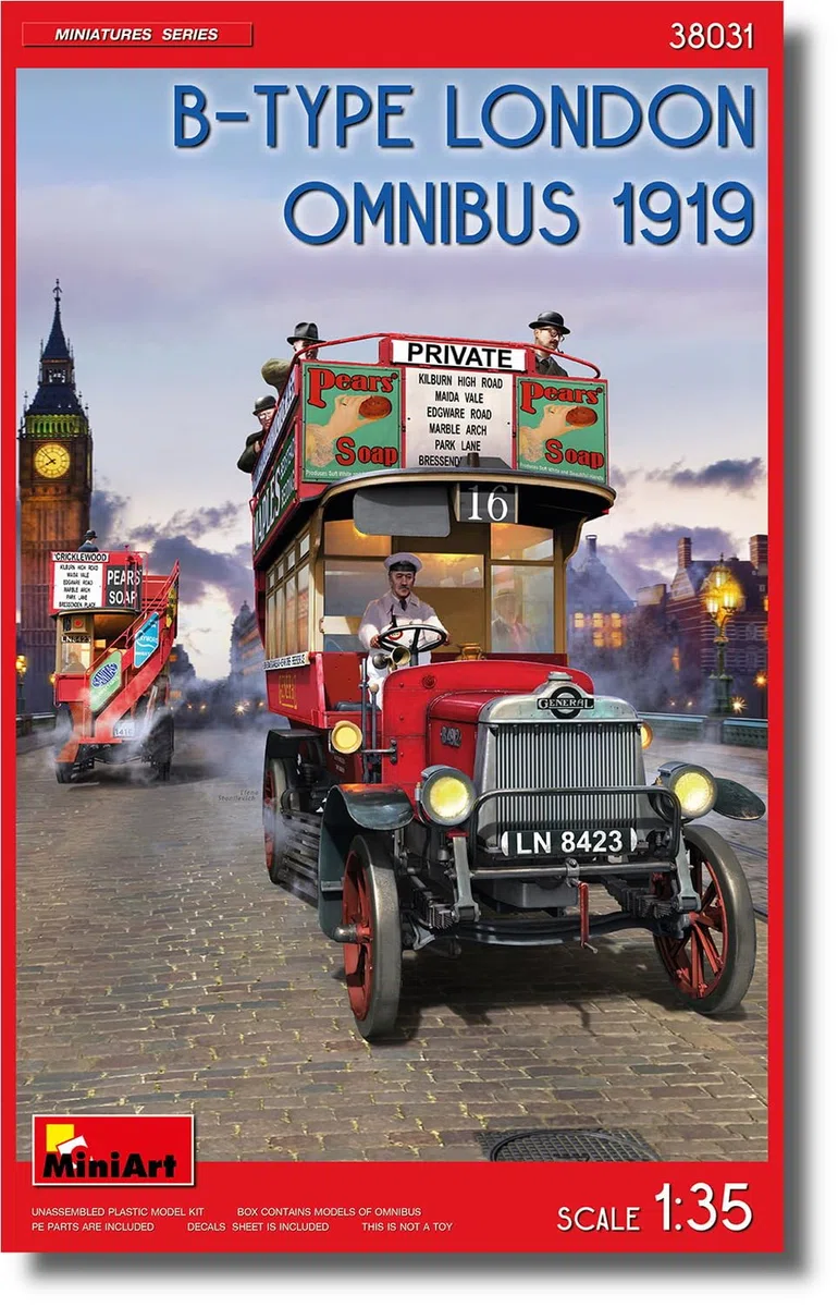 Mini Art 38031 1:35 Omnibus di Londra tipo B 1919 - replica originale, modellismo, plastica, camion, auto, kit per adulti