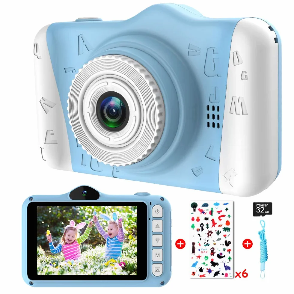 Macchina Fotografica Bambini, Fotocamere Digitali per Bambini con 3,5 Pollici Grande Schermo 1080P HD 12MP Incluso 32GB SD Card USB Ricaricabile per Ragazze Ragazzi Compleanno Natale Regali Giocattoli