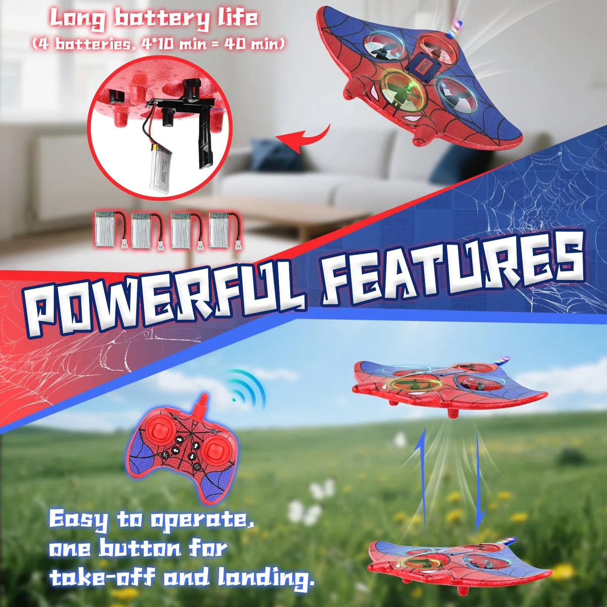 PATEMZON Aereo Telecomandato, 2,4 GHz Aereo Radiocomandato con Luci a LED, RC Aerei Giocattolo Drone con Volo Stazionario Automatico Rotazione 3D, Aeroplano Giocattolo Regalo per Bambini