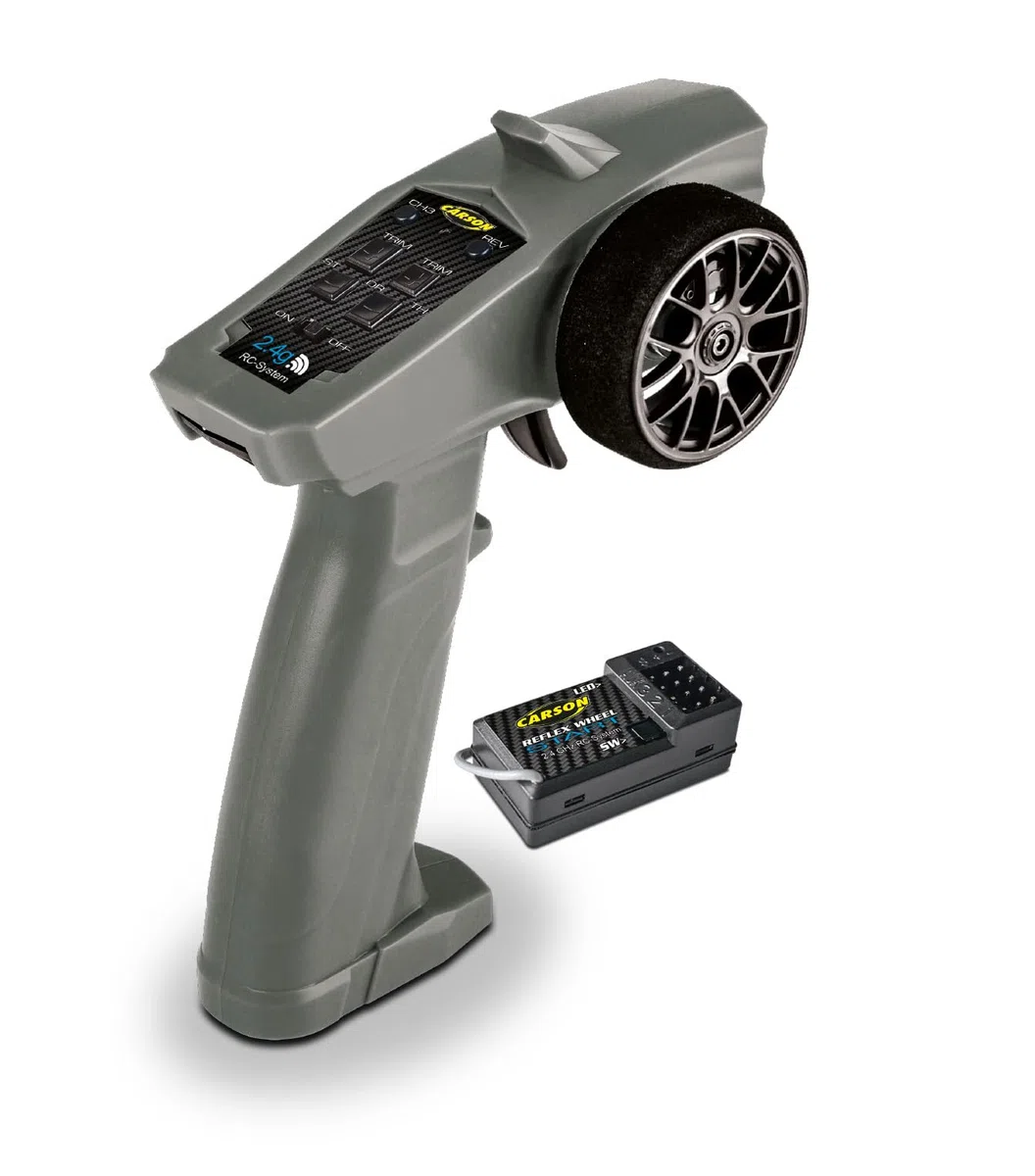 Carson 500500109 Reflex Wheel Start 2,4G Radio grigio - compatibile Tamiya KIT, modellismo, accessori, ricevitore, radio RC, telecomando 2,4 GHz, funzione trim
