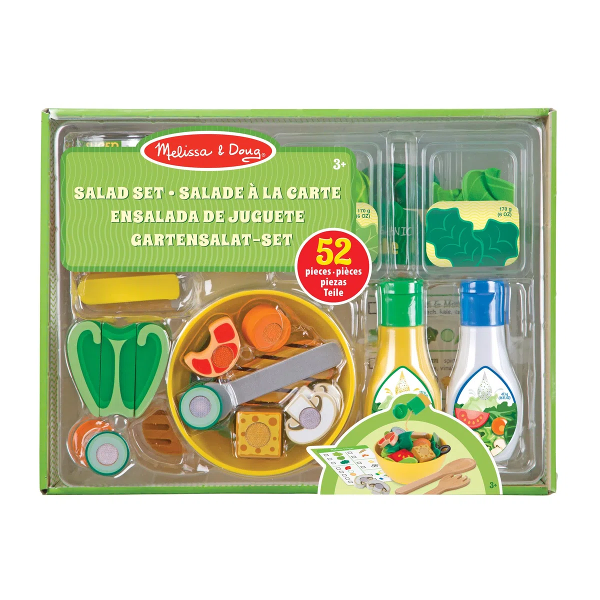 Melissa & Doug Insalata Set da Gioco, Giocattoli in Legno, Gioco di Cibo in Legno, Gioco di Ruolo, Gioco Educativo Montessori, Regalo per Bambini e Bambine di 3+ Anni