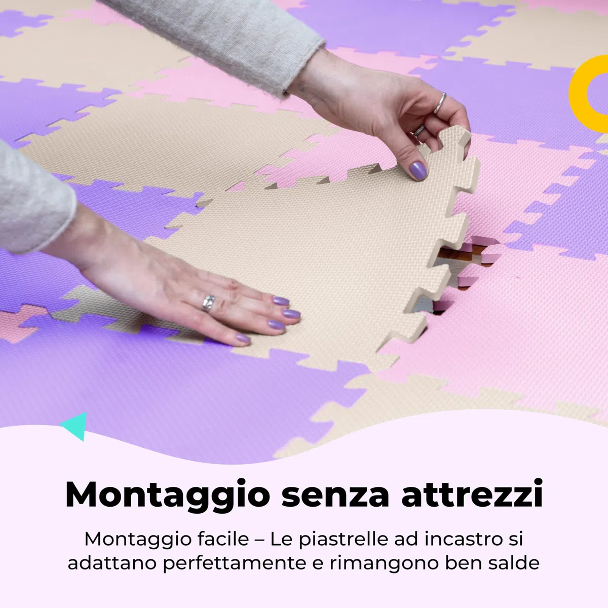 Piastrelle per pavimenti in schiuma atossiche, confortevoli, tappetino da gioco e piastrelle ad incastro 74x74 cm, per gattonare e sviluppare, morbide