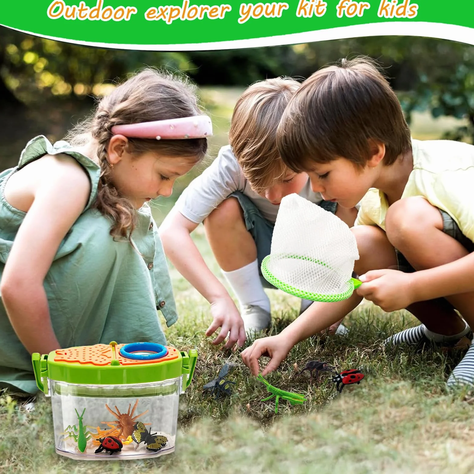 Set di Giocattoli per Esploratore All'aperto - 23 Pezzi Bambini Esploratore Set Con 12 Falsi Insetti, lente d'ingrandimento, Regalo di Compleanno per Bambini Giocattoli Educativi di Natale