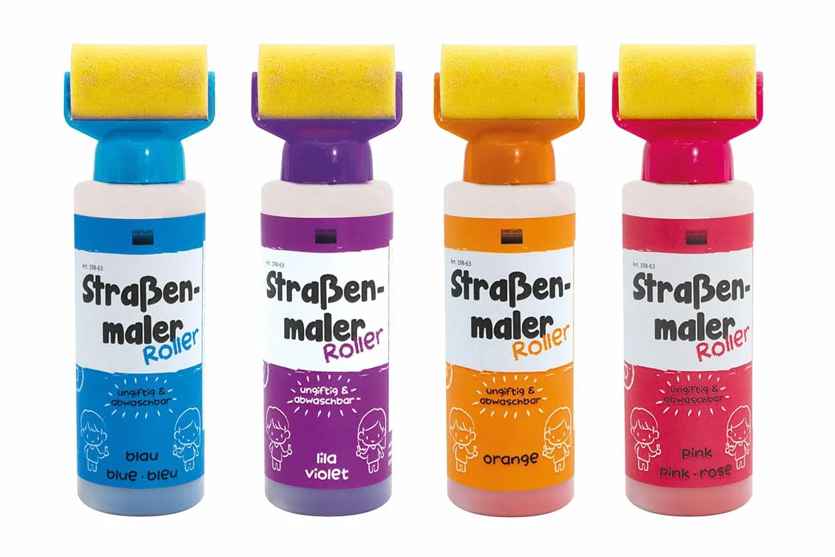 Avantgarde Set di gessetti per pittura stradale – gesso liquido per bambini – 4 colori gessetti lavabili – set di gesso da strada per esterni – giocattolo creativo per pittura all'aperto