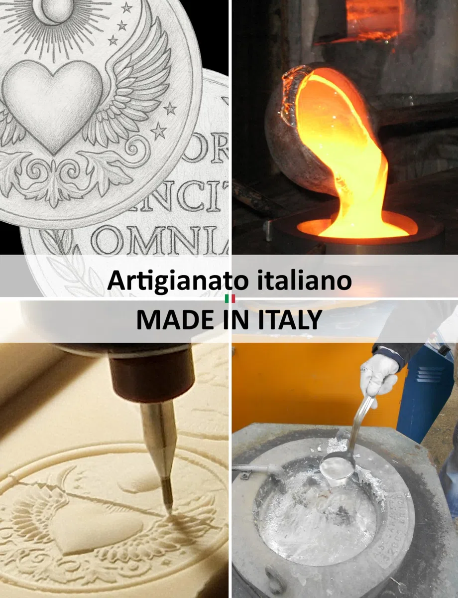Moneta dell'amore per fortuna e protezione: "Amor vincit omnia" - Idea regalo donna, uomo, mamma, nonni – San Valentino, compleanni, ricorrenze – Metallo placcato oro – Made in Italy