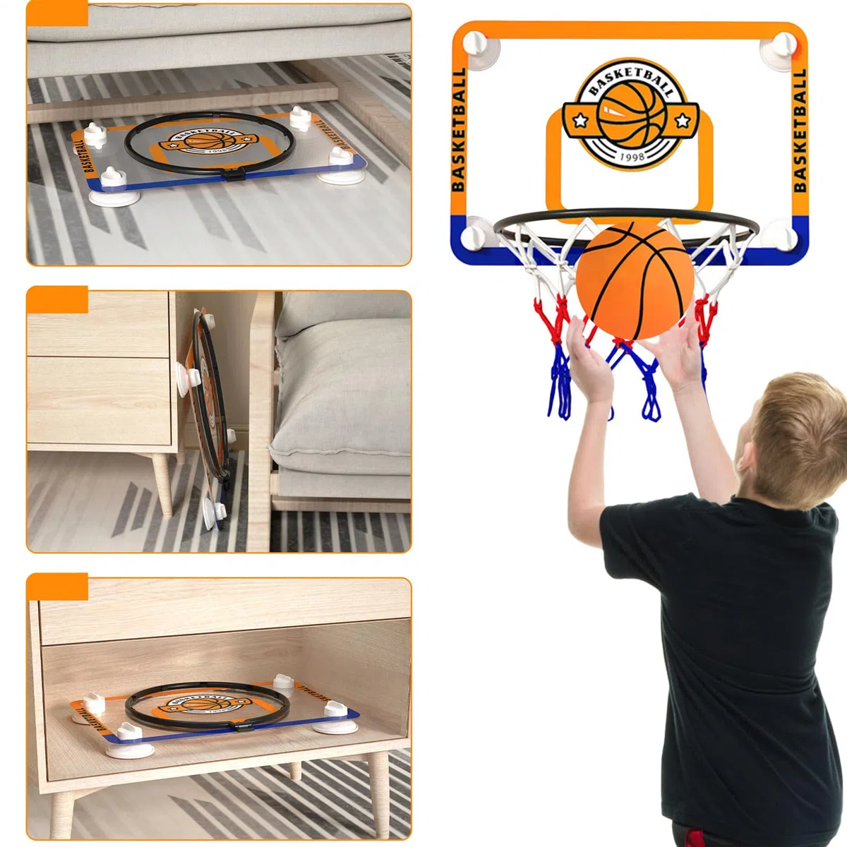 Canestro Da Basket Per Bambini, Giocattoli Sportivi Pieghevoli con e Palla, Mini Canestro Da Basket Da Interni, per Ragazzi Adolescenti Adulti Casa Dormitorio Ufficio e Camera