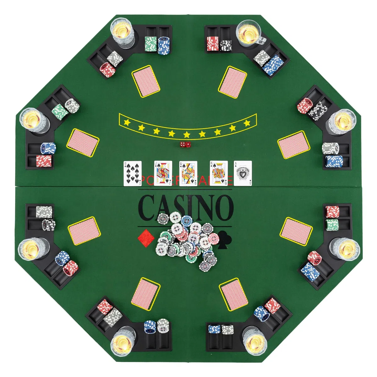 Giantex 121,9 cm tavolo da poker ottagonale top verde 8 lettore di quattro volte pieghevole da tavolo pieghevole e custodia per il trasporto, verde scuro