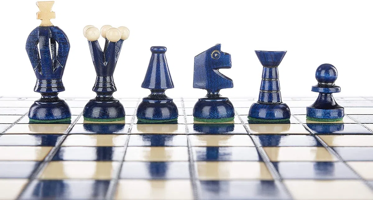 Chess and games shop Muba Bellissimo set di scacchi in legno artigianale con scacchiera e pezzi - Idea regalo Prodotti (32 cm Beige)
