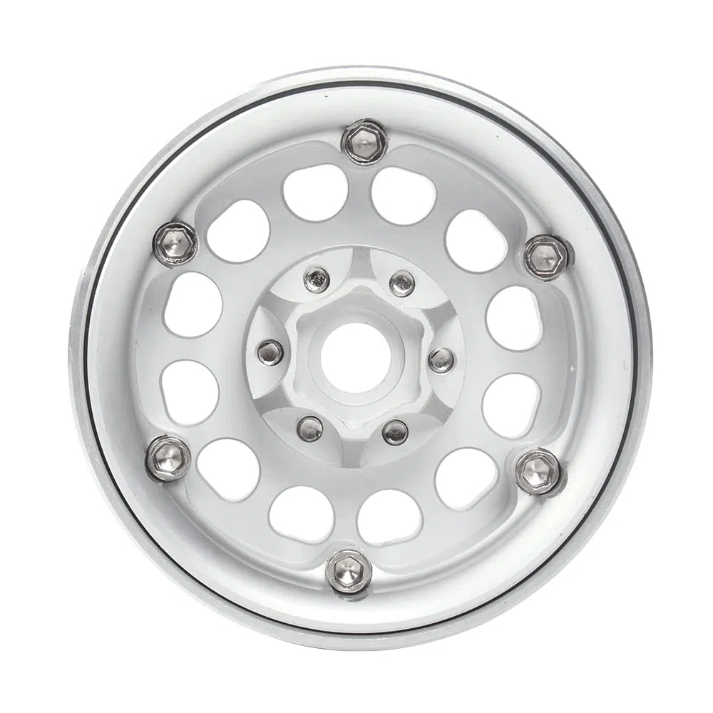 INJORA 4PCS RC 1,9 Cerchioni Metallo Beadlock Wheel Rim per 1:10 RC Rock Crawler Axial SCX10 pro SCX10 II III TRX4 D90 VS4-10 Redcat Gen 8 7 Pro Enduro(Argento)