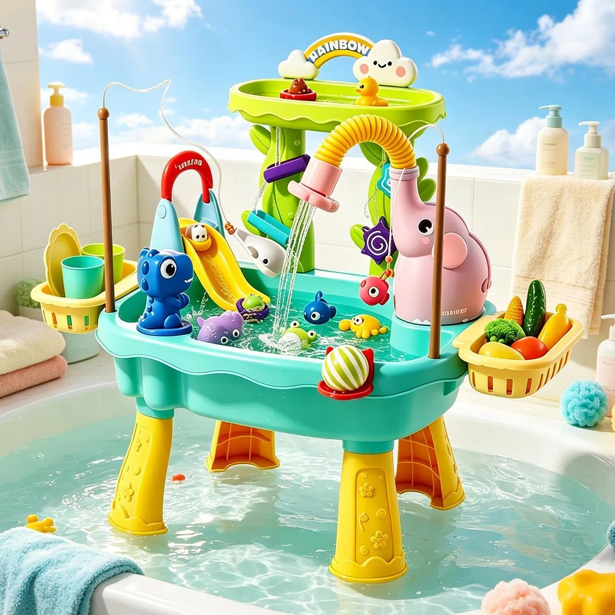 Tavolo Acqua Per Bambini - Tavolo Da Gioco D'acqua A 2 Strati - Giochi Sensoriali Estivi Di Attività - Per Bambini Prescolari, Cortile, Giardino, Spiaggia, Campeggio, Asilo, Bagno, Sala Giochi