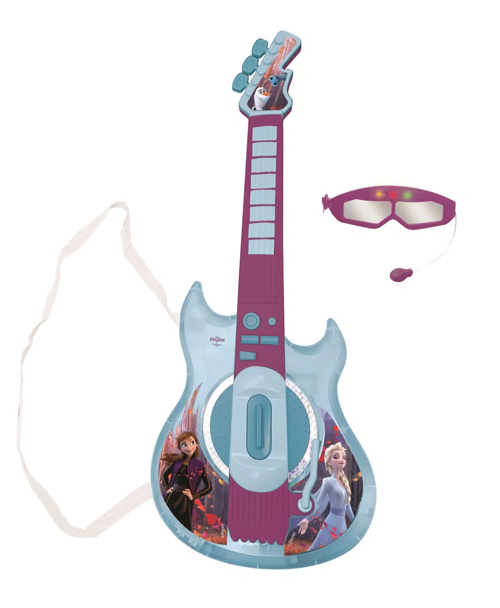 Lexibook Disney Frozen 2 Elsa Anna Chitarra Elettronica illuminata con Microfono, Occhiali con Microfono, Canzoni Demo, MP3 Plug, Blu/Viola, K260FZLXB