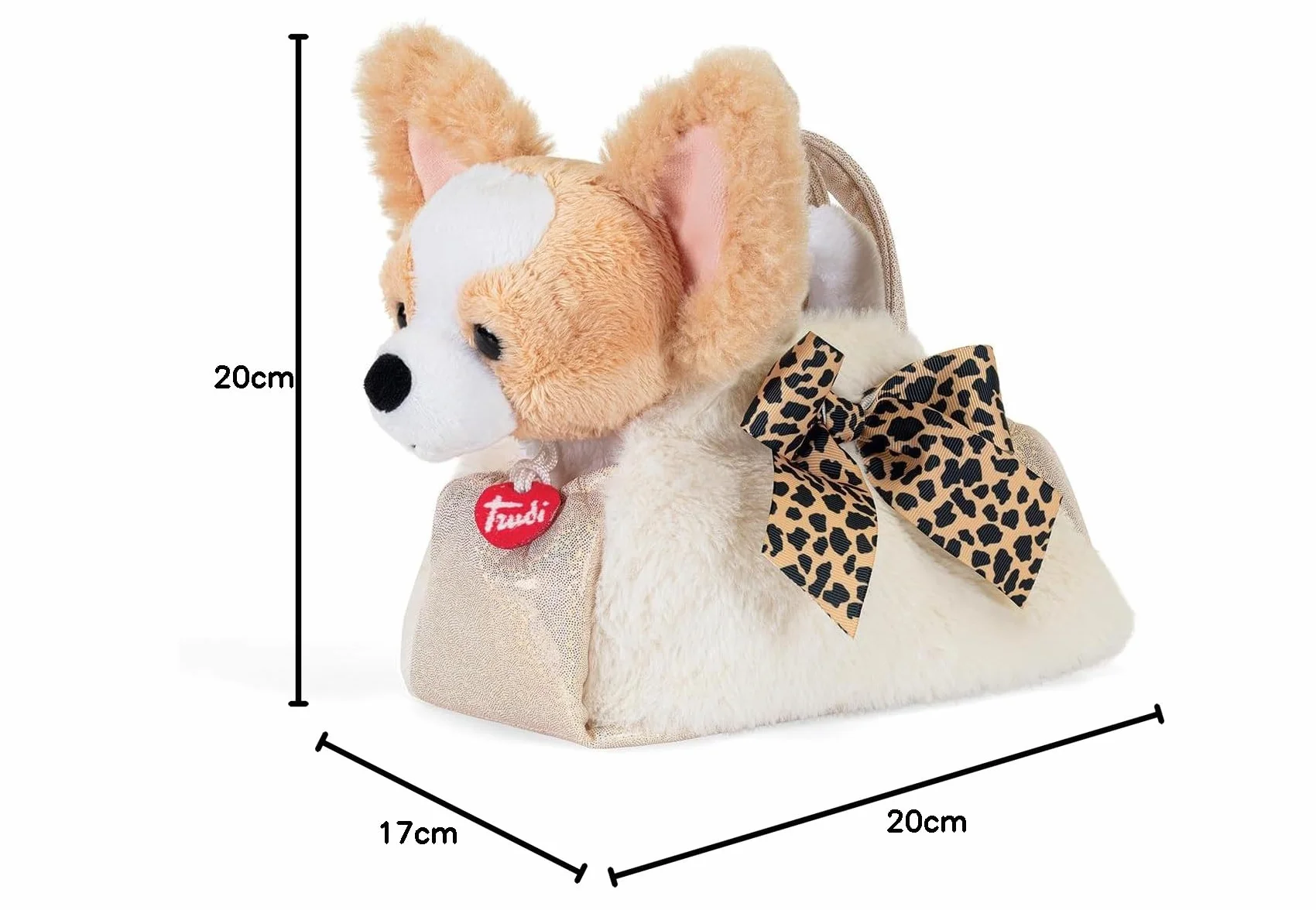 Trudi Cane Animalier Fashion Bag | Animali peluche idea regalo | 17x20x11 cm taglia XS | Fashion pets | modello 56080