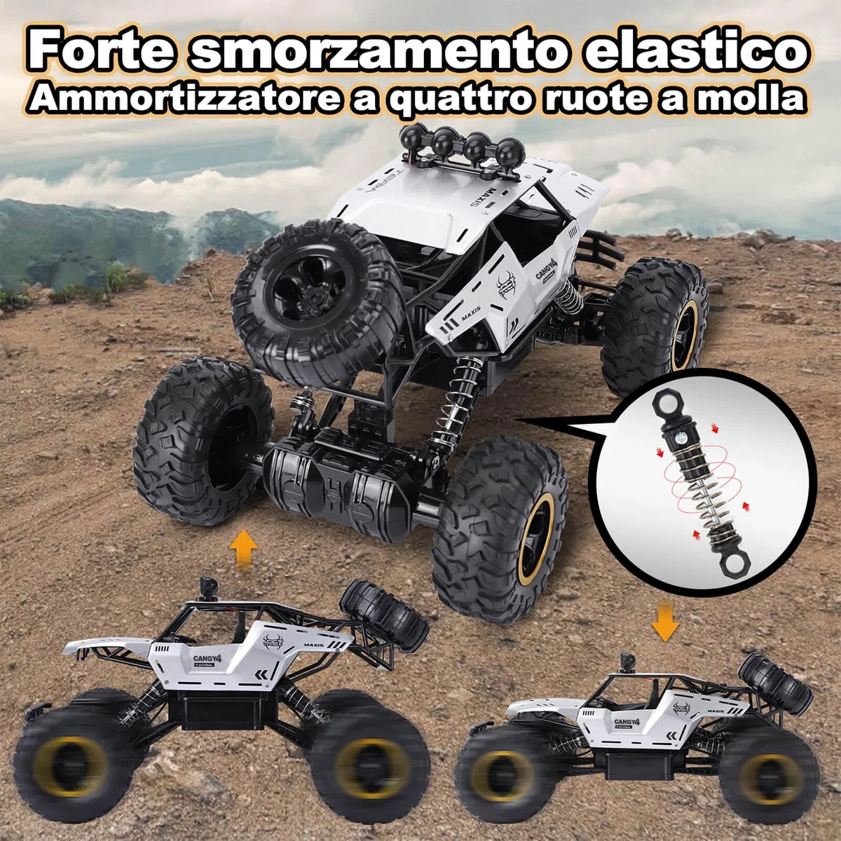 Jiakora 1:12 Grande Macchina Telecomandata per Bambini, 2,4 GHz RC Auto Monster Truck, 4WD Camion Auto Telecomandato con luce LED, 2 batterie, RC Cars Natale Compleanno Regalo per ragazzi dai 3 anni