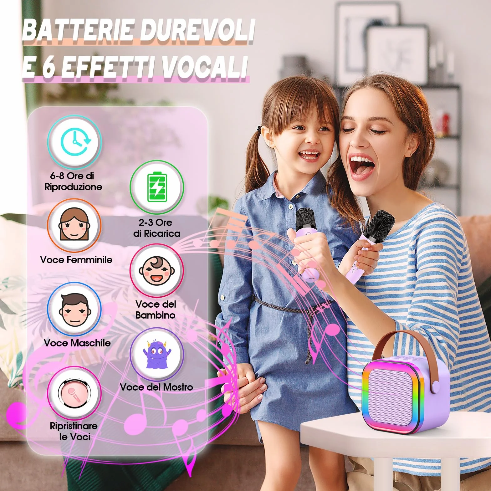 Karaoke con Microfono Regalo per Bambini 3-12 Anni Giochi Giocattoli