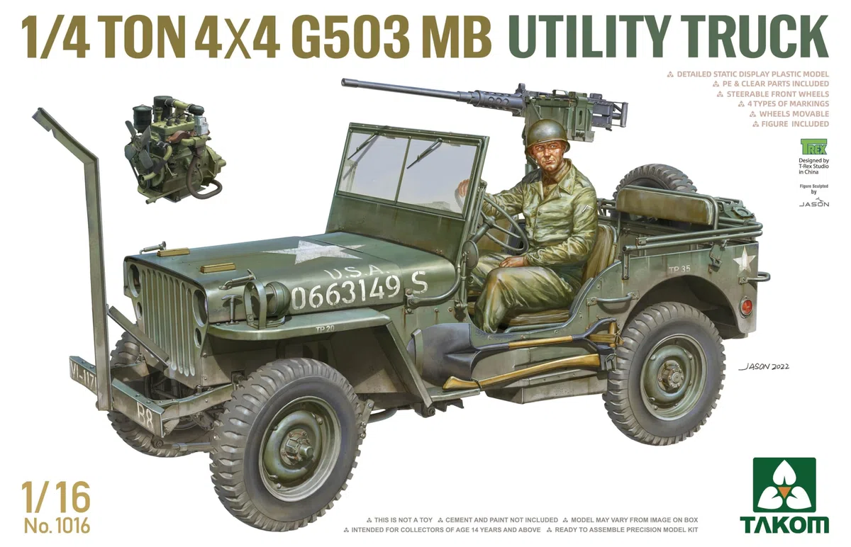 TAKOM TAK1016 1016 1/4 -ton 4 × 4 G503 MB utility truck inclusa figura scala 1:16 – modellismo, TKO1016