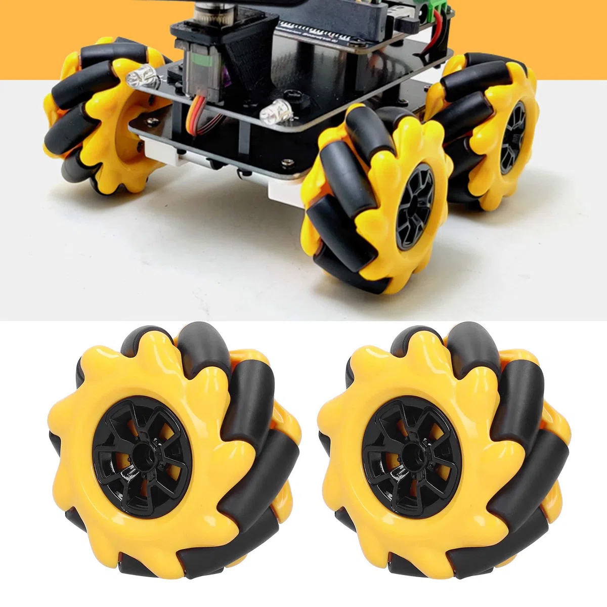 Ruota Mecanum, ruota omnidirezionale da 60 mm Ricambi auto robot intelligenti Accessori Componenti giocattolo fai-da-te(2 Pairs)