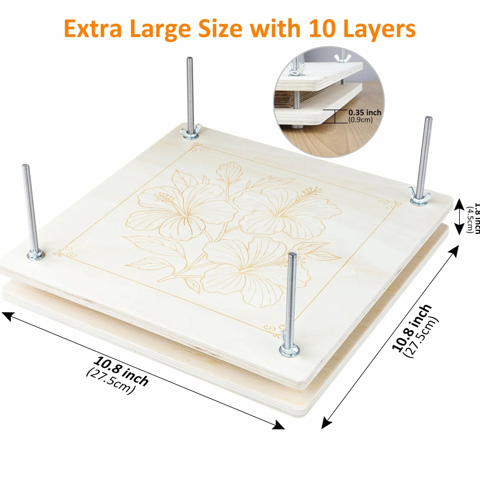 Kit di pressa per fiori in legno per piante - 27,5 x 27,5 cm - Kit fai da te per pressare e asciugare fiori e piante - Riutilizzabile - Per adulti e bambini - Per gli amanti della