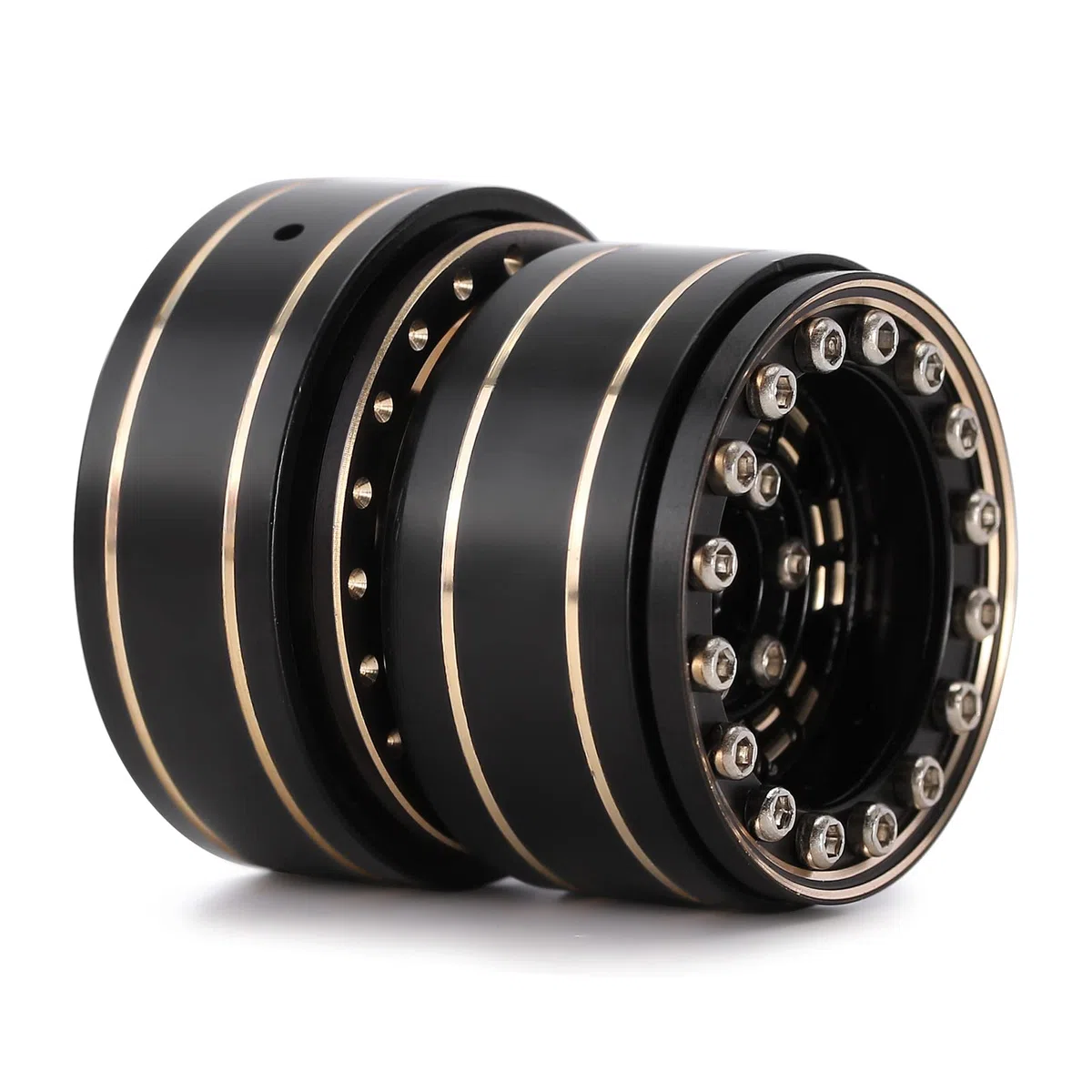 INJORA 1.0 Plus Ottone Beadlock Cerchi Ruota 4PCS 12 Raggi per TRX4M SCX24 FCX24 1/24 1/18 RC Crawler Auto, 42g/pz(Nero)