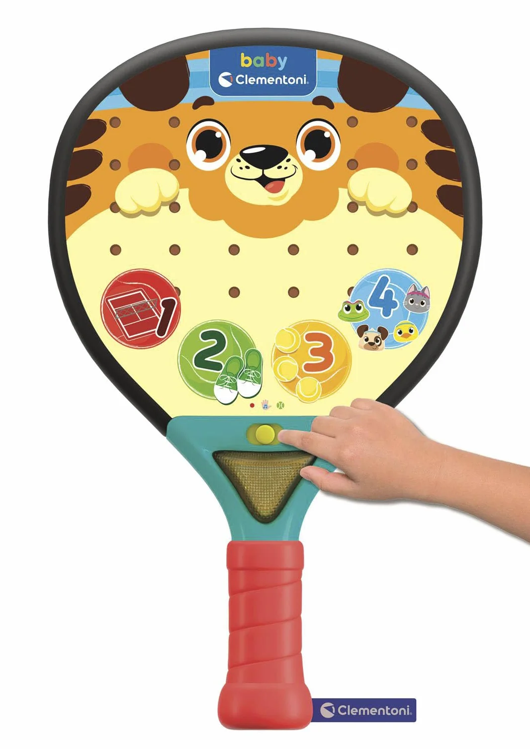 Clementoni Baby - Smash Racchetta da Padel parlante, Racchetta Educativa, Interattiva e Parlante, per Bambini tra 1 e 4 Anni, Stimola Lo Sviluppo Sensoriale e Cognitivo, 17548