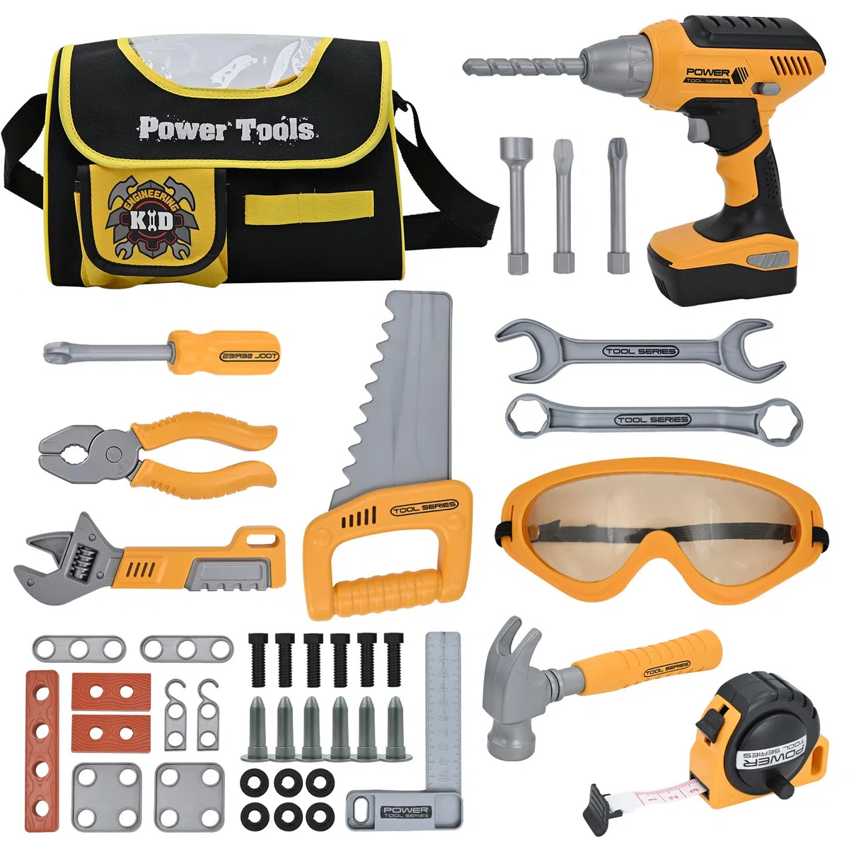 Tool 37 attrezzi da lavoro giocattolo per bambini, con trapano, imitazione, gioco educativo di compleanno, regalo di Natale per bambini, 3-7 anni