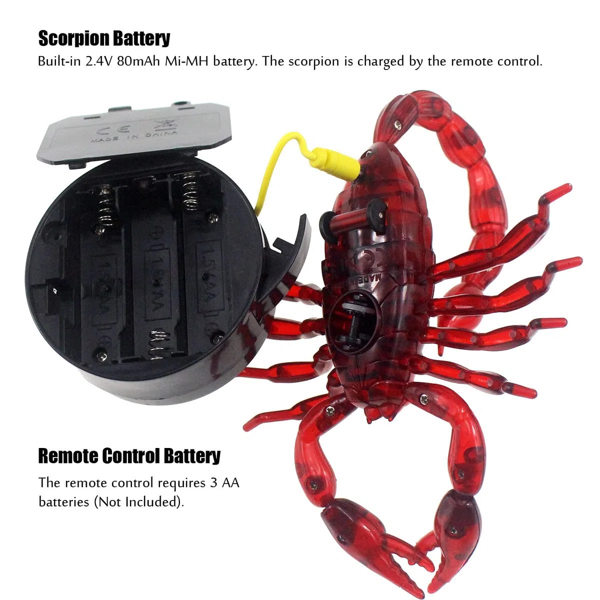 Scorpione radiocomandato realistico con telecomando a forma di animale, elettronico, giocattolo spaventoso per Halloween, regalo di compleanno per bambini (rosso)