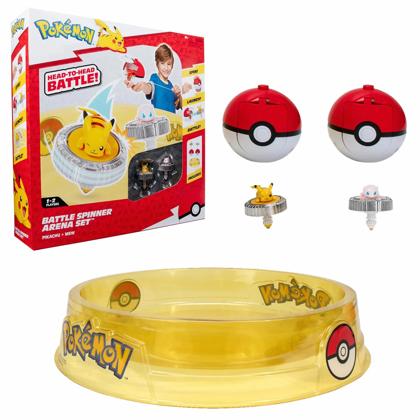 Arene Pokémon et 2 Toupies - BANDAI - JW4403 - Pikachu vs Mewtwo
