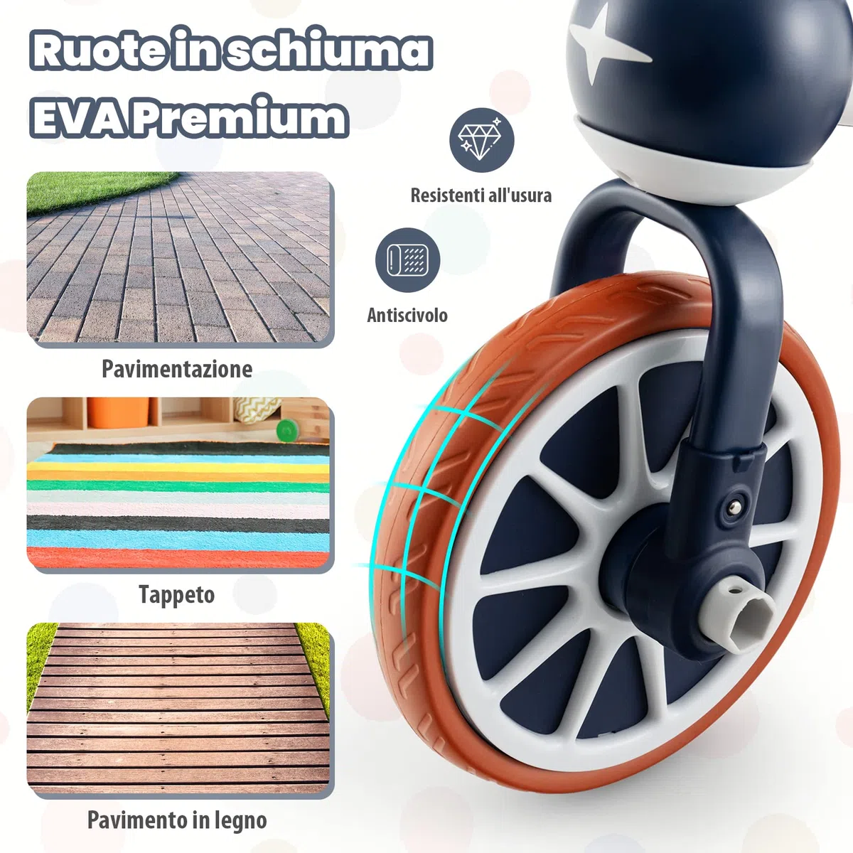 COSTWAY 4 in 1 Triciclo per Bambini con Maniglia di Spinta, Triciclo per Bambini Bicicletta Equilibrio con Maniglia, Sedile Regolabili e Pedali Rimovibili, per 2-4 anni (Blu Navy)