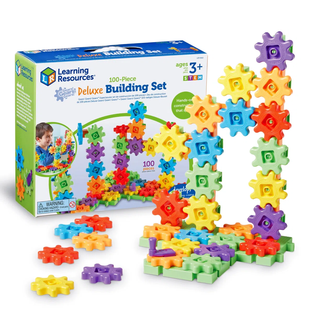 Learning Resources Gears Gears Gears Set Costruzioni Ingranaggi 100 Pezzi per Bambini 3+ Gioco STEM Motricità Fine creatività Regalo Natale Educativo