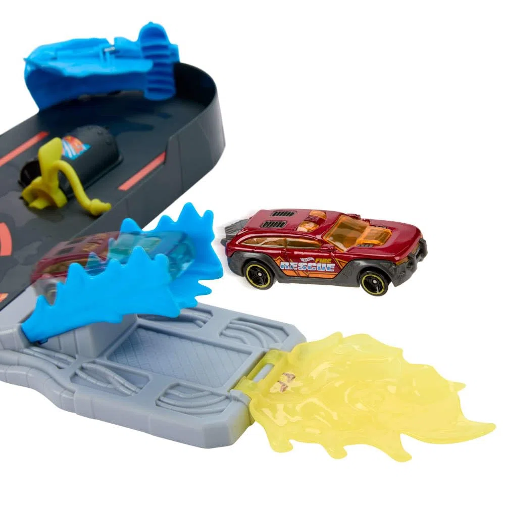 Hot Wheels City - Super Caserma dei Pompieri, set pista con 4 diverse uscite e scala estendibile fino a 40cm, camion dei pompieri in scala 1:64 incluso, 4+ anni, JHL95