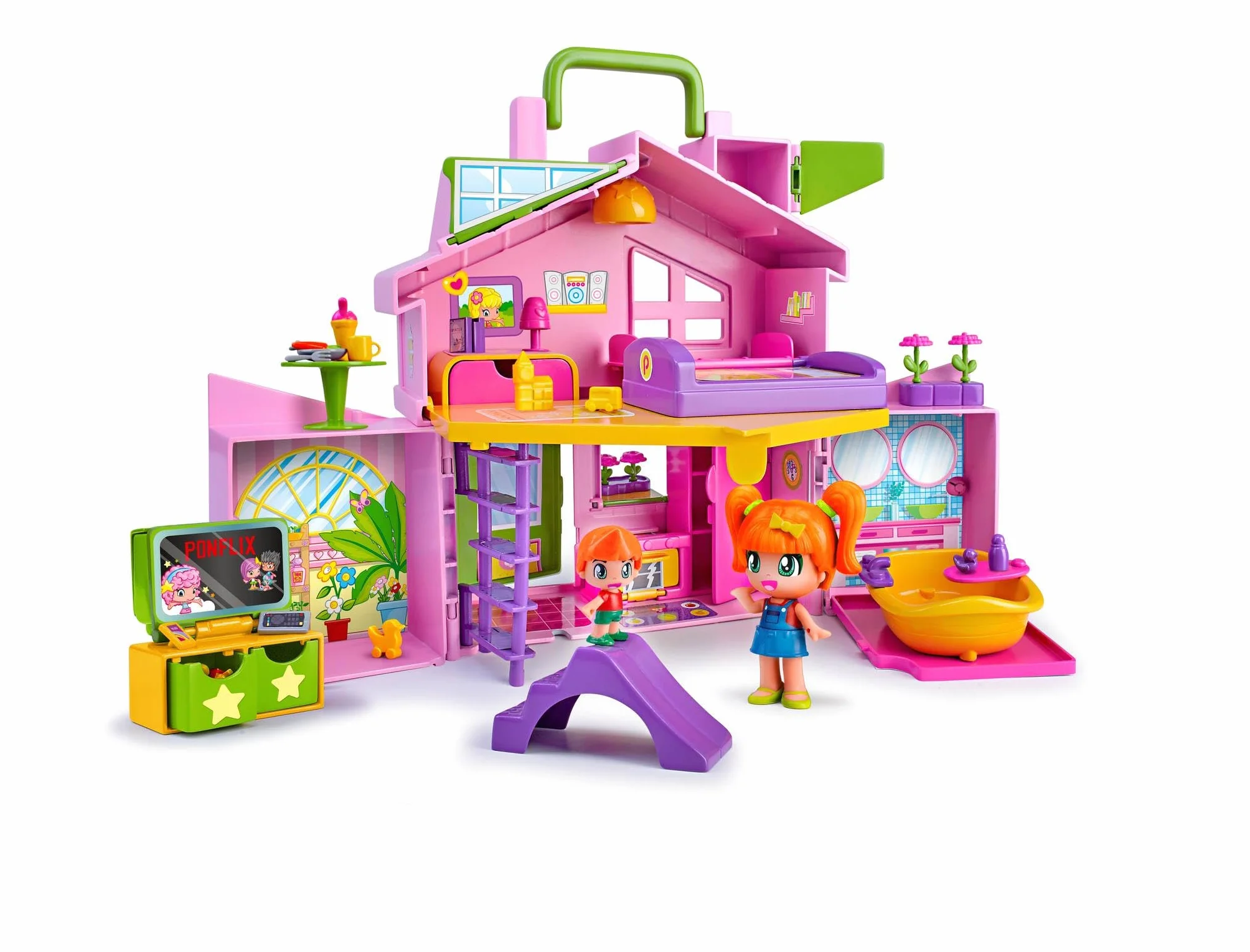 Pinypon - Valigetta Casa Rosa, Pieghevole, Con Tante Stanze Diverse e Accessori, Per Bambine e Bambini dai 4 Anni, Famosa (700017012)