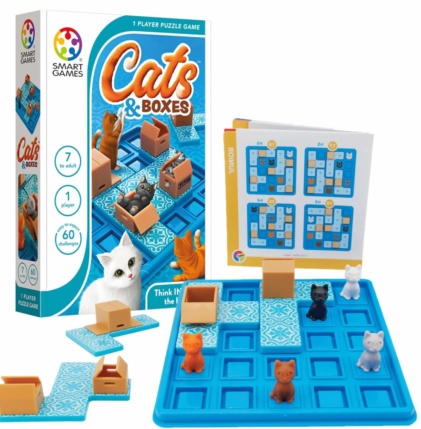 SmartGames - Gatti e scatole, gioco di puzzle con 60 sfide, oltre 7 anni