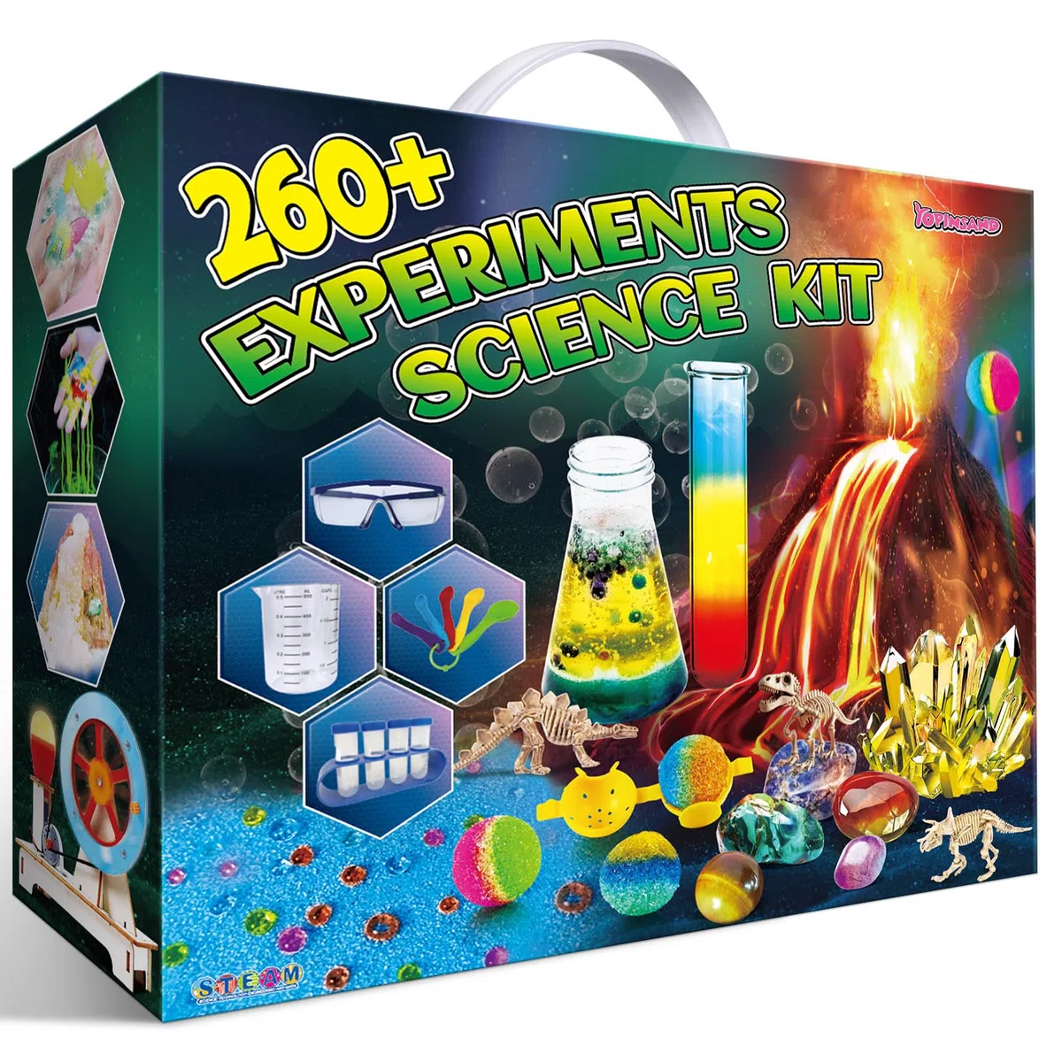 YOPINSAND Kit di 260+ esperimenti scientifici per bambini: giocattolo educativo S.T.E.M, laboratorio di chimica ed eruzione del vulcano