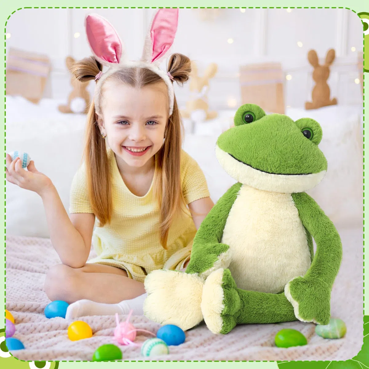 MorisMos Rana Peluche Grande, 60cm Peluche Kawaii, Peluche Animali, Divertente Giocattolo Rana Verde, Cuscino Decorazione Regali di Compleanno Natale per Ragazze Ragazzi