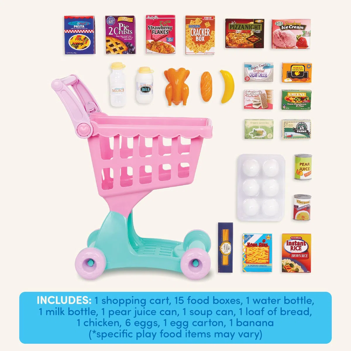 Battat - Carrello della spesa - Carrello della spesa e cibo giocattolo - Giocattolo da cucina per bambini e ragazzi - Gioco di finzione - 2 anni +