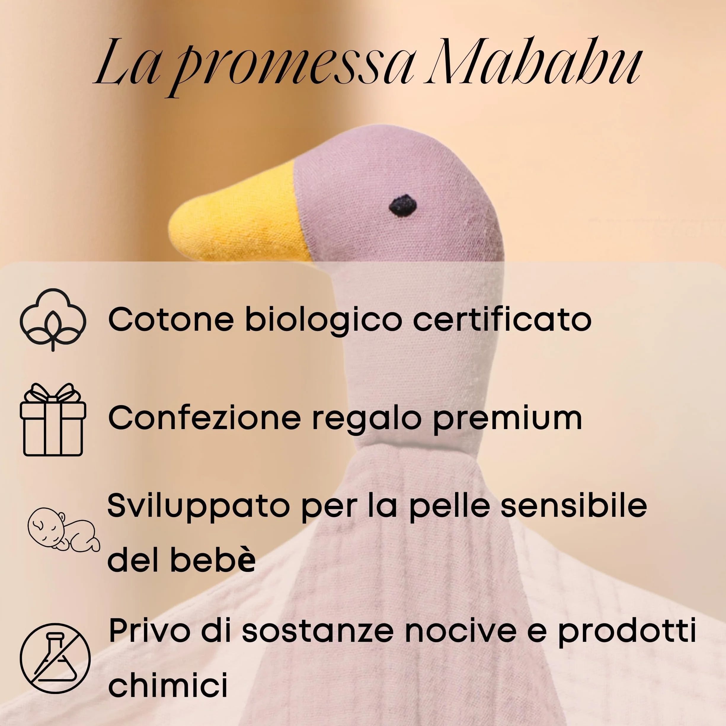 Panno Morbido Anatra | Cotone Mussola | Regalo di Nascita per Maschi & Femmine | Giocattolo per Bambini | GOTS | Dusty Rose