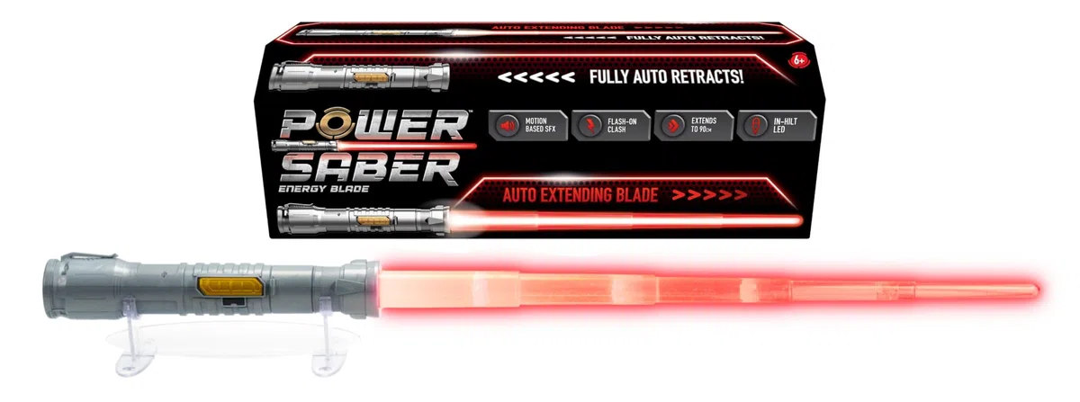 GOLIATH POWER SABER - Rosso Spada laser per bambini e adulti dagli 6 anni in su - Estensibile e retrattile Giocattolo laser luminoso realistico e sicuro - da 30 cm a 89 cm