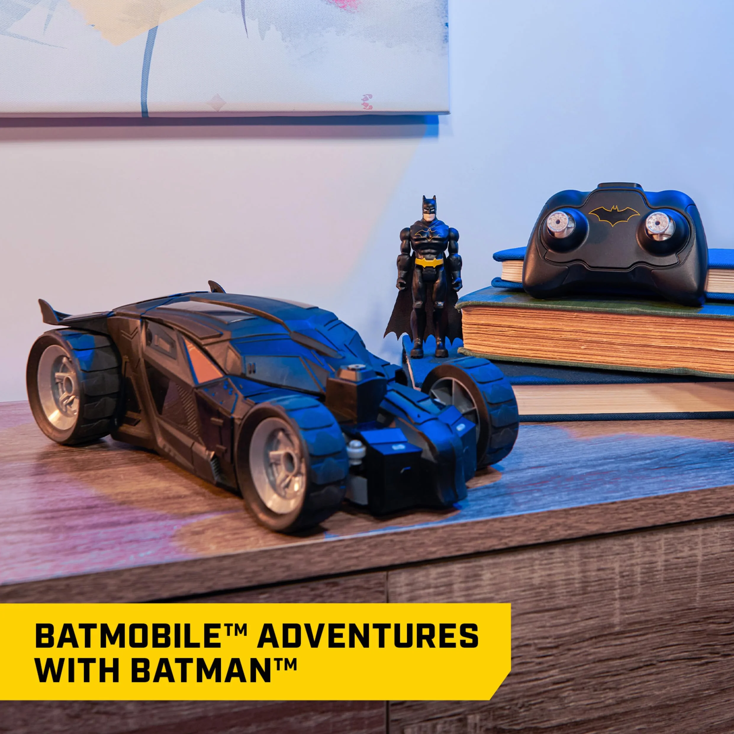 DC Comics, Batmobile, auto telecomandata Batmobile, facile da guidare, compatibile con personaggi di Batman, giocattoli per bambini per ragazzi e ragazze dai 4 anni in su
