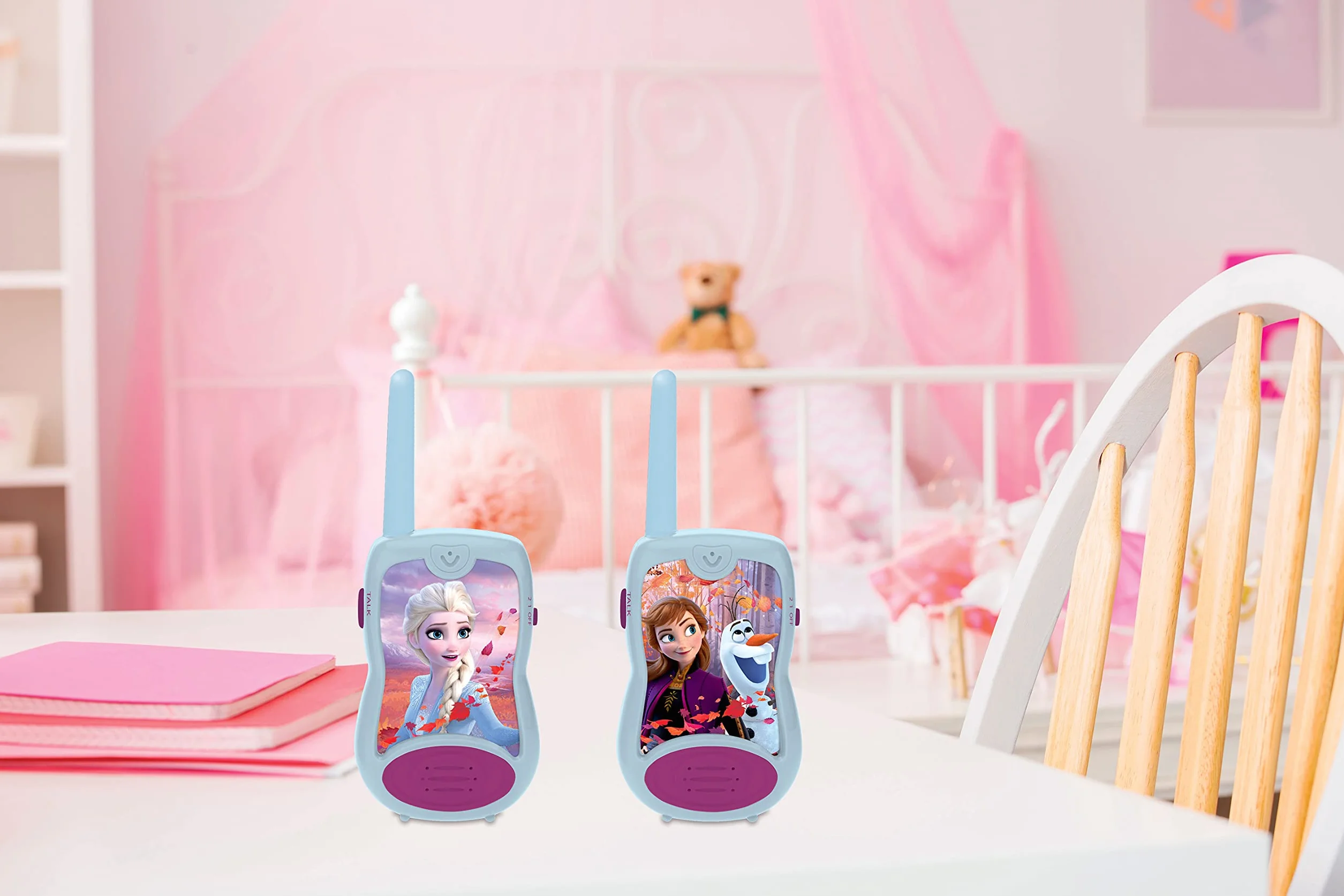 Lexibook, Frozen, Talkie-Walkies 200m, Gioco di Comunicazione per Bambini, Clip Cintura, 2 canali di Comunicazione, a Pile, Blu, TW12FZ