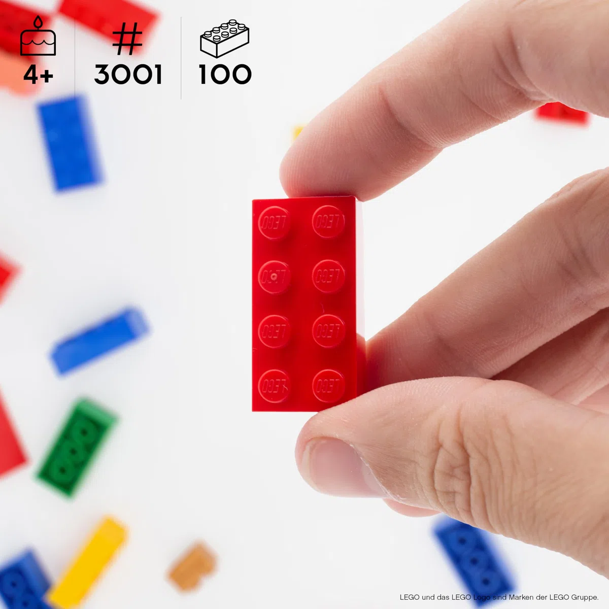 LEGO mattoncini misti 2x4, 100 mattoncini LEGO sfusi - Pezzi sfusi da 4 anni, set misto originali | BASIC Bricks (3001)