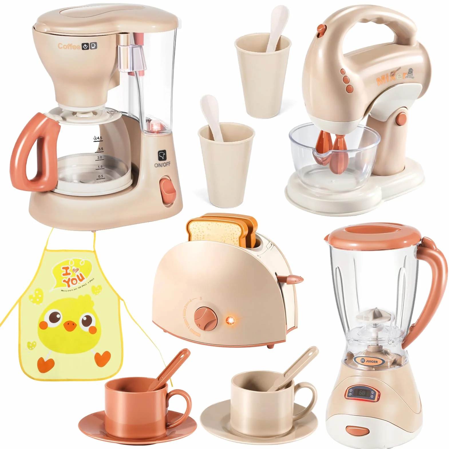 Set elettrodomestico da cucina bimbi con accessori e macchina del caffe, cucina giocattolo per bambini giochi educativi, regalo perfetto per bambina e bambino 2 3 4 5 6 anni
