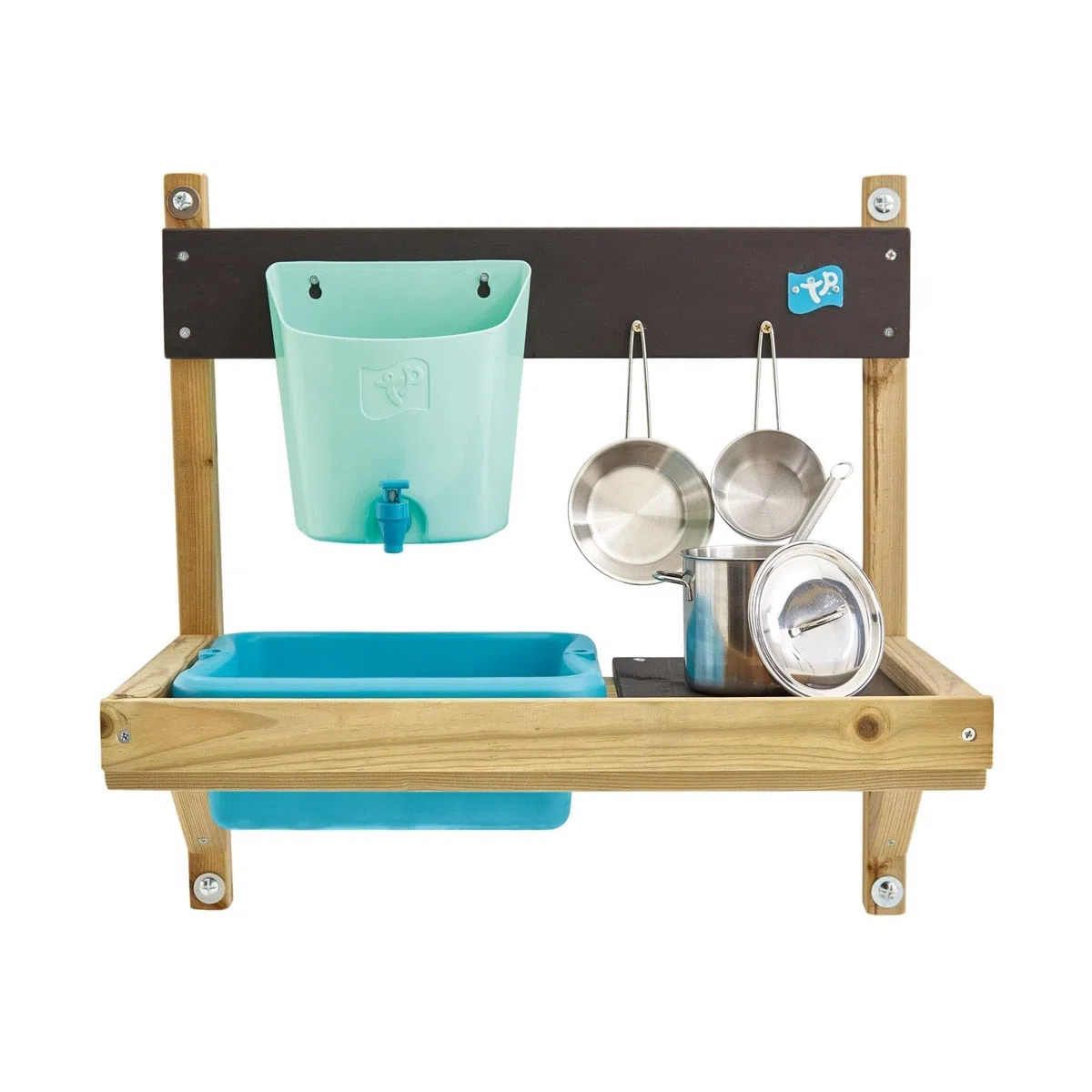 TP Toys, Early Fun Mud Kitchen Playhouse Accessorio da Cucina con bullone per Una casetta dei Giochi, Include Serbatoio d'Acqua, Vasca, padelle, Frusta, Gioco disordinato, 31 x 55 x 56 cm