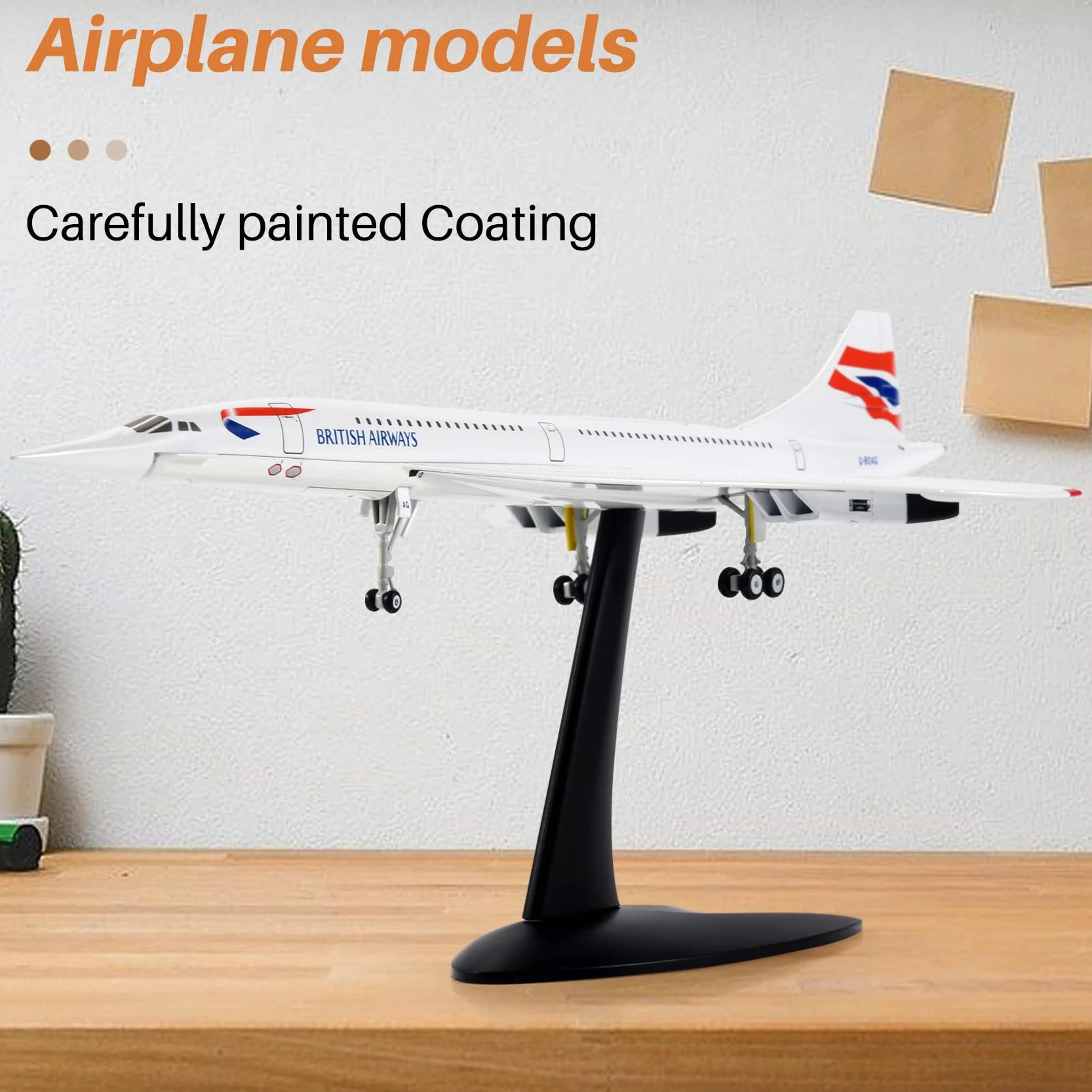 1/200 Concorde Suono Passeggero Aereo Air British Airway Modello per la Collezione Display