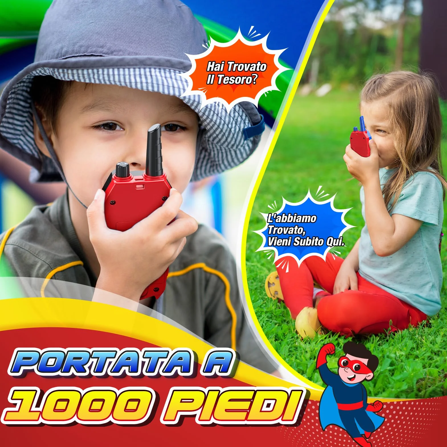 Giocattoli a partire da 3 4 5 6 7 8 9 10 anni Ragazzo, Walkie Talkie Bambini Regalo Ragazzo 3-10 Anni Giocattoli per All'aperto Woki Toki Giocattolo da Giardino Bambini Regalo di Compleanno