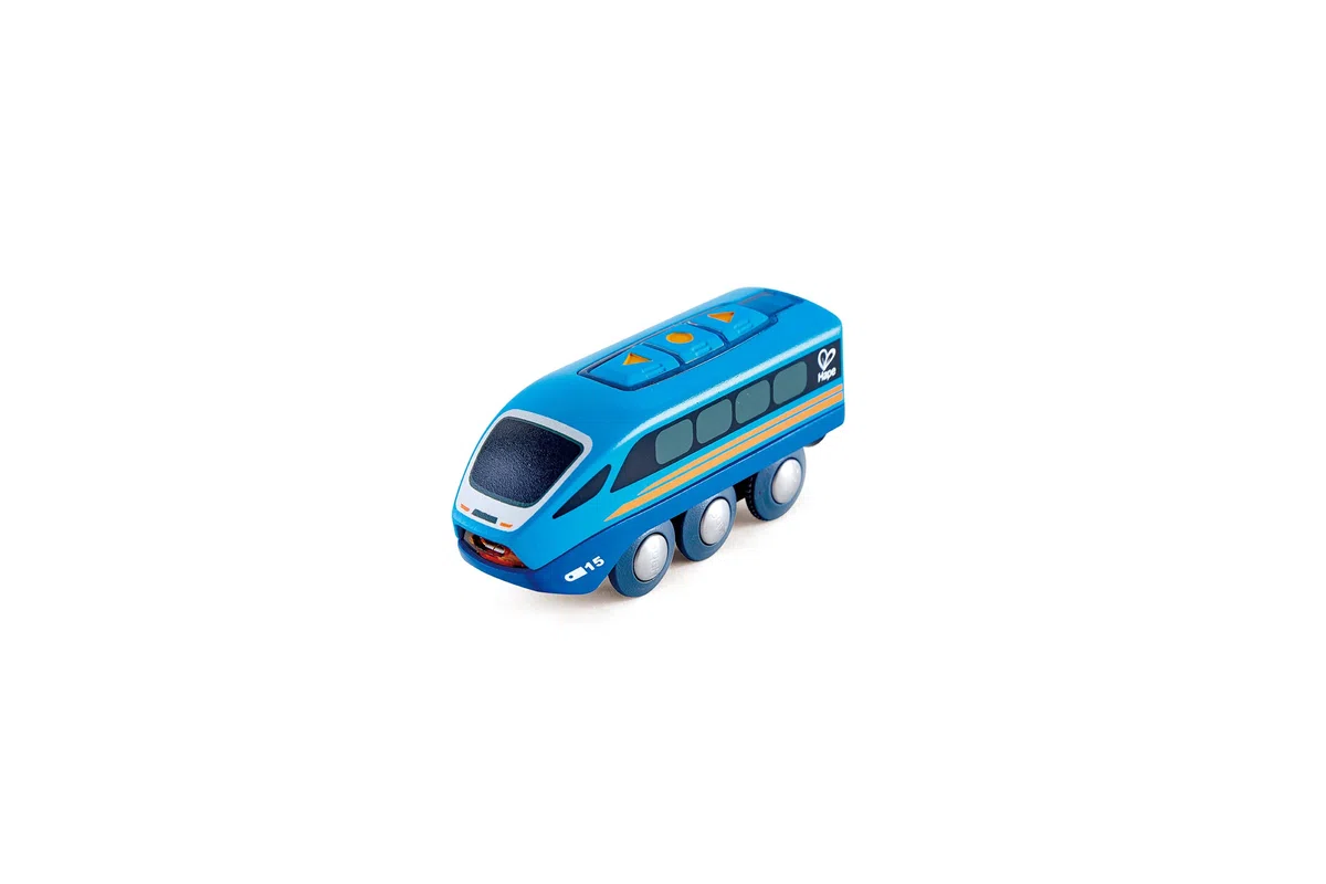 Hape Treno con controllo remoto - Trenino giocattolo con APP gratuita per smart-control e ricarica USB adatto a bambini dai 3 anni